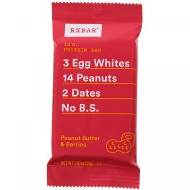 Протеїновий батончик, Арахісова олія і ягоди, RXBAR, 12 батончиків, 1,83 унції (52 г) кожен