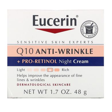 Нічний крем проти зморшок Q10 + PRO-ретинол, Q10 Anti-Wrinkle + Pro-Retinol Night Cream, Eucerin, 48 г