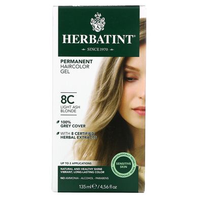 Фарба для волосся світло-попелястий блонд Herbatint (Haircolor Gel) 8С 135 мл