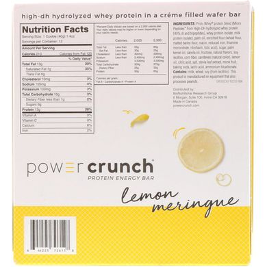 Протеїнові батончики, лимонне безе, BNRG, 12 батончиків, 1,4 унції (40 г) кожен