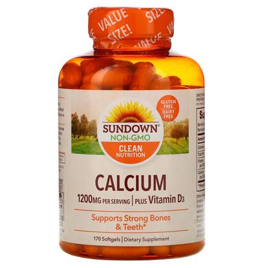 Кальцій плюс вітамін D3, Sundown Naturals, 1200 мг, 170 гелевих капсул