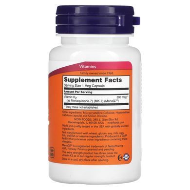 MK-7 Вітамін K-2 Now Foods (MK-7 Vitamin K-2 Extra Strength) 300 мкг 60 вегетаріанських капсул
