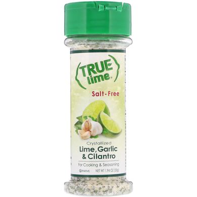 True Lime, кристалізований лимон, Часник і кінза, Без солі, True Citrus, 1,94 унц (55 г)