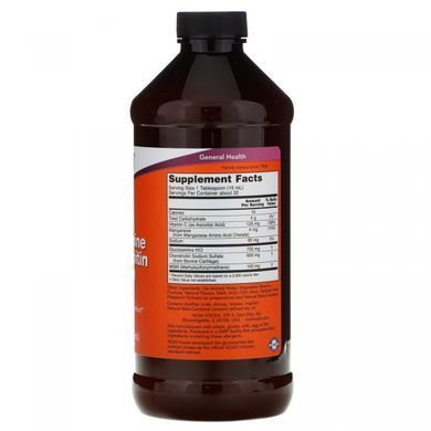 Глюкозамін Хондроїтин МСМ рідина Now Foods (Liquid Glucosamine & Chondroitin with MSM) 473 мл