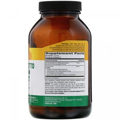 Со Пальметто і африканська слива Country Life (Saw Palmetto & Pygeum Extract) 180 капсул