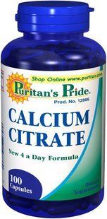 Кальций цитрат Puritan's Pride (Calcium Citrate) 250 мг 200 капсул купить в Киеве и Украине