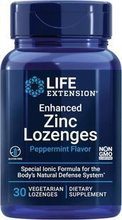 Цинк леденцы для иммунной поддержки Life Extension (Enhanced Zinc Lozenges) вкус мята 30 шт купить в Киеве и Украине