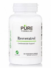 Ресвератрол для серцево-судинної підтримки, Resveratrol Cardiovascular Support, Resveratrol, Pure Formulas, 120 вегетаріанських капсул