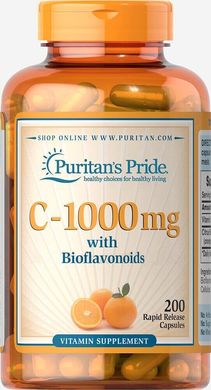 Витамин С с биофлавоноидами, Vitamin C with Bioflavonoids, Puritan's Pride, 1000 мг, 200 капсул купить в Киеве и Украине