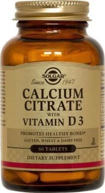 Кальцій цитрат і вітамін Д3 Solgar (Calcium Citrate with Vitamin D3) 250 мг / 150 МЕ 60 таблеток