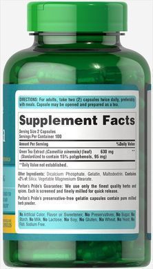Standardized Extract of Green Tea, Green Tea Standardized Extract, Puritans Pride, 315 mg, 200 capsules.