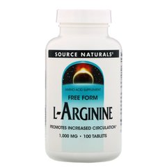 Аргінін вільна форма Source Naturals (L-Arginine) 1000 мг 100 таблеток