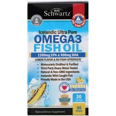 Омега-3 рыбий жир BioSchwartz (Omega-3 Fish Oil) 750 мг 90 капсул со вкусом лимона купить в Киеве и Украине