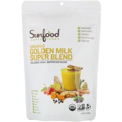 Органічне золоте молоко супер розчинний порошок, Sunfood, 168 г
