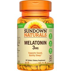 Мелатонінові таблетки, Sundown Naturals, 3 мг, 60 таблеток