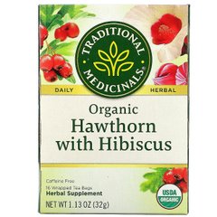 Органічний глід з гібіскусом Traditional Medicinals (Organic Hawthorn with Hibiscus) 16 пакетиків