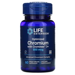 Оптимизированный хром, Optimized Chromium with Crominex 3, Life Extension, 500 мкг, 60 вегетарианских капсул купить в Киеве и Украине