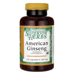 Американський женьшень (стандартизований), American Ginseng (Standardized), Swanson, 300 мг, 120 капсул