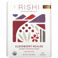 Rishi Tea, Цілитель з бузини, без кофеїну, 15 пакетиків, 2,11 унції (60 г)