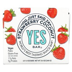 Батончики клубника и кокос Yes Bar (Snack Bar Strawberry Coconut) 6 батончиков купить в Киеве и Украине