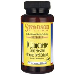 Д-лімонен екстракт апельсинової шкірки холодного віджиму Swanson (D-Limonene Cold-Pressed Orange Peel Extract) 250 мг 60 капсул