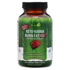 Жироспалювач, Keto-Karma Burn Fat Red, Irwin Naturals, 72 м'яких капсул