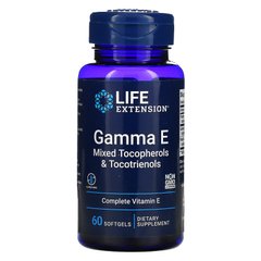 Life Extension, Gamma E, суміш токоферолів та токотрієнолів, 60 м'яких таблеток