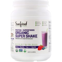 Смузі з протеїном і Суперфуд Sunfood (Protein + Superfoods Organic Super Shake) 499 г з ягідним смаком