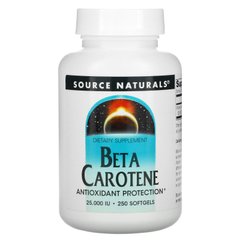 Бета каротин Source Naturals (Beta Carotene 25000 ME) 250 капсул купить в Киеве и Украине