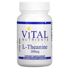 Vital Nutrients, L-теанін, 200 мг, 60 рослинних капсул