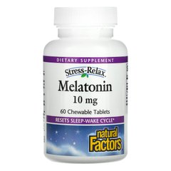 Natural Factors, Мелатонин, 10 мг, 60 жевательных таблеток купить в Киеве и Украине