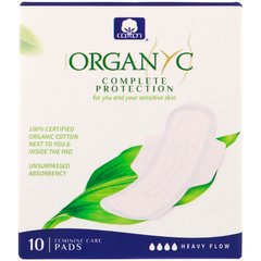 Органические хлопковые прокладки для сильных ночных выделений Organyc (Organic Cotton Pads Heavy Flow) 10 прокладок купить в Киеве и Украине