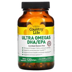 Ультра Омега (ДГК / ЕПК), Ultra Omegas DHA EPA, Country Life, 120 желатинових капсул