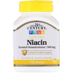 Ніацин (гексанікотінат инозитола), 21st Century, 500 мг, 110 капсул