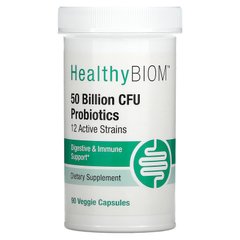Високоефективні пробіотики, High Potency Probiotics, HealthyBiom, 50 Billion CFUs, 90 вегетаріанських капсул
