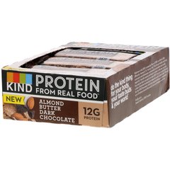 Протеїнові батончики, темний шоколад з мигдальним оліям, KIND Bars, 12 батончиків, 50 г унції (50 г) кожен