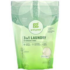 Стиральный порошок 3 в 1 аромат ветиверии Grab Green (Laundry Detergent Pods) 3 в 1 24 загрузки 432 г купить в Киеве и Украине