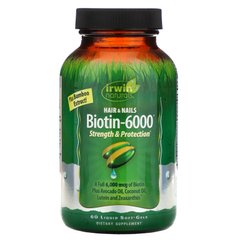 Біотин-6000 з екстрактом бамбука Irwin Naturals (Biotin-6000 with Bamboo Extract) 60 капсул