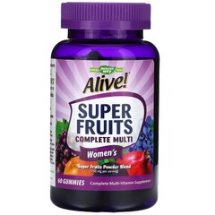 Комплекс витаминов для женщин, гранат и ягоды, Alive! Super Fruits Complete Multi, Nature's Way, 60 жевательных таблеток купить в Киеве и Украине