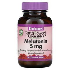Мелатонін, смак малини, Earth Sweet Chewables, Bluebonnet Nutrition, 5 мг, 60 жувальних таблеток