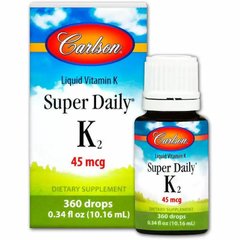 Витамин К2 менахинон Carlson Labs (Super Daily K2) 45 мкг 360 капель 10,16 мл купить в Киеве и Украине