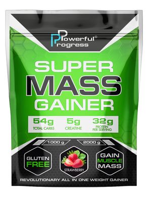 Гейнер смак полуниця Powerful Progress (Super Mass Gainer) 1 кг