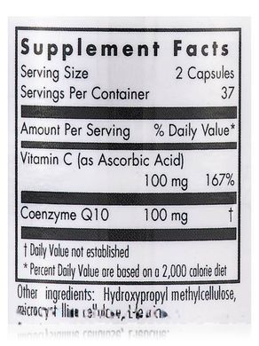 Coenzyme Q10 50 mg with Vitamin C, Allergy Research Group, 75 vegetarian capsules.