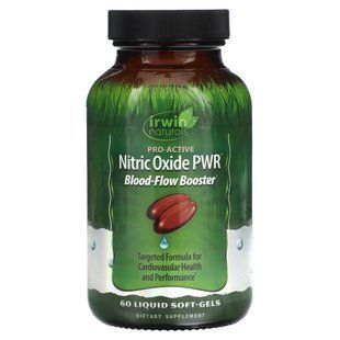 Irwin Naturals, оксид азоту PWR, засіб для покращення кровотоку, 60 капсул із рідиною