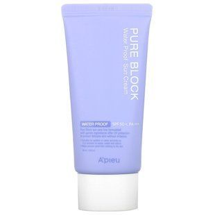 APieu, Waterproof Sunscreen Cream Pure Block, SPF 50+, PA +++, 1.69 fluid ounces (50 mL)