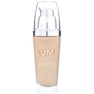 Тональна основа True Match Healthy Luminous Makeup, SPF 20, відтінок фарфор / світла слонова кістка W1-2, L'Oreal, 30 мл