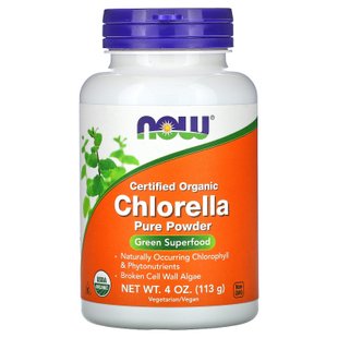 Сертифицирована органическая хлорелла Now Foods (Organic Chlorella Powder) 113 г купить в Киеве и Украине