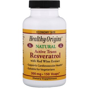 Активный транс-ресвератрол, Natural Resveratrol, Healthy Origins, 300 мг, 150 вегетарианских капсул купить в Киеве и Украине