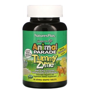 Мультивитамины для детей тропические фрукты Nature's Plus (Animal Parade Tummy Zyme with Active Enzymes Whole Foods and Probiotics) 90 конфет купить в Киеве и Украине