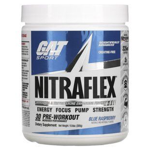 Харчова добавка Nitraflex, синя малина, GAT, 10,6 унц (300 г)